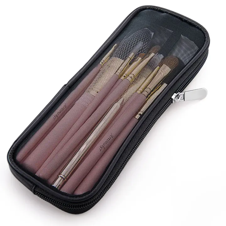 Bolsa De Viaje Para Cepillos De Maquillaje Capacidad Grande Diseño De Malla Portátil Y Sencilla Para Almacenamiento De Maquillaje Y Bolígrafos - 1