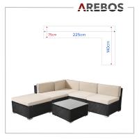 AREBOS® Polyrattan Muebles de jardín Conjunto de jardín Grupo de asientos Negro - details 7
