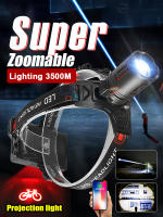 Linterna Frontal LED Ultra Potente 3500M Rechargeable Para Pesca Y Camping Lámpara Proyectora De Cabeza Con Ángulo De Haz De 60° Luz De Banda De Metal Lithium - details 1
