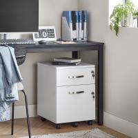 Archivador con cerradura y 2 cajones, pedestal con 5 ruedas, rieles ajustables, ideal para oficina en casa, disponible en blanco o negro - details 7