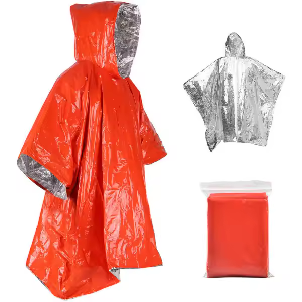 Poncho de emergencia, Ligero, reflectante, resistente al calor, impermeable, para Emergencias, Lluvia, Actividades al Aire Libre, Cámara. - 1