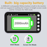 Monitor De Bebé De 4.3 Pulgadas Con Batería De 2000mAh Vida Video Cámara Inalámbrica Y Audio Intercomunicador Visión Nocturna Automática Para Niños Cuidador - details 4