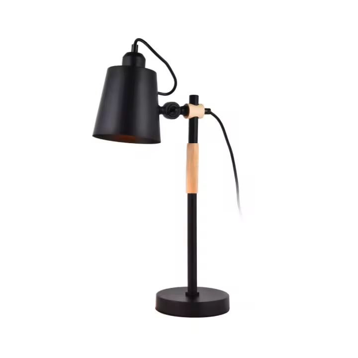 Edm Flexo Vintage Simple Madera/metal E27 60w Color Negro ø15x54cm - 1