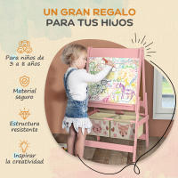 AIYAPLAY Caballete para Niños 3 en 1 Caballete Infantil de Doble Cara Caballete de Arte con Rollo de Papel Pizarras y 2 Cestas de Almacenamiento 54x46,5x93 cm - details 4