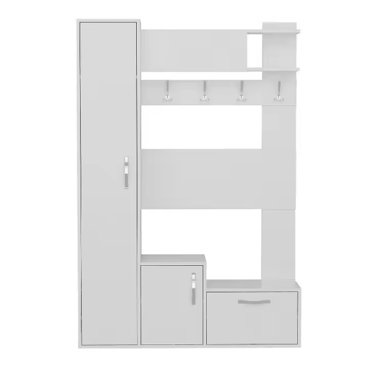 Muro de Entrada Ursula, Agomerado de Melamina, Blanco, 125x35x184 cm - 1