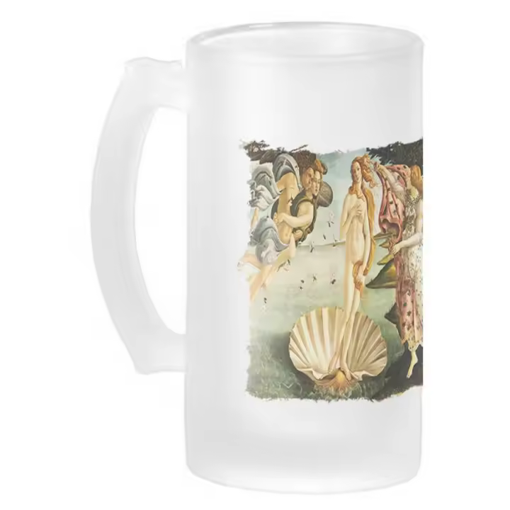 MERCHANDMANIA JARRA CERVEZA CRISTAL cuadro el nacimiento de Venus Sandro Botticelli pintor esmerilada esmerilado 500ml - 1