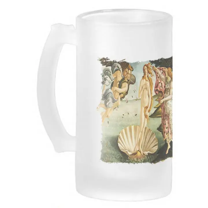 MERCHANDMANIA JARRA CERVEZA CRISTAL cuadro el nacimiento de Venus Sandro Botticelli pintor esmerilada esmerilado 500ml - 1