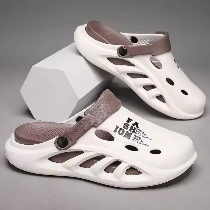 Clogs De Verano Para Hombres Zapatillas De Playa Moda Con Agujeros Sandalias De Exterior Zapatos Planos Suaves Y Ligeros Para El Hogar - 1