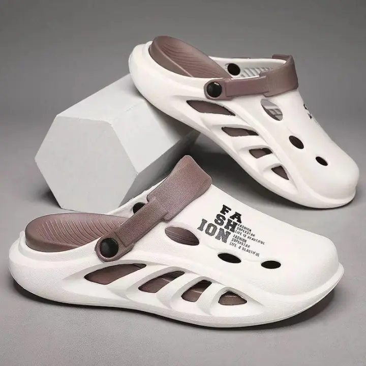 Clogs De Verano Para Hombres Zapatillas De Playa Moda Con Agujeros Sandalias De Exterior Zapatos Planos Suaves Y Ligeros Para El Hogar - 1