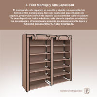 Nyana Home Armario Zapatero Tela con Puertas Cremallera 110x120x30cm - Organizador de Zapatos con Capacidad para 36 Pares - details 3