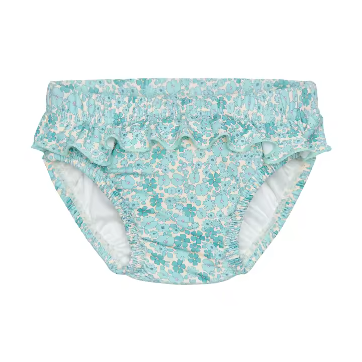 Boboli - Culetin Pañal WATERLEMON - Braguita Pañal de Baño con Cinturilla Elástica y Volante - Estampado de Flores - Fondo Color Crudo - 1