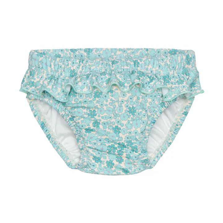 Boboli - Culetin Pañal WATERLEMON - Braguita Pañal de Baño con Cinturilla Elástica y Volante - Estampado de Flores - Fondo Color Crudo - 1