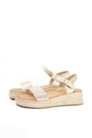 Lyla Wang Sandalias doradas mujer de esparto diseño con doble tira - details 1