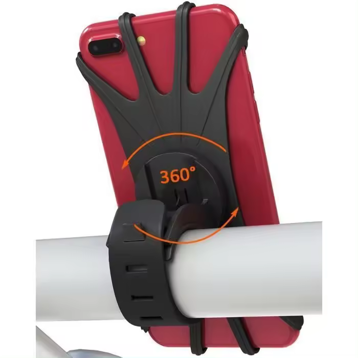 Soporte para teléfono de Bicicleta-Universal de silicona con rotación de 360 ° - Para teléfonos inteligentes de 4,0 a 6,5 pulgadas-Negro Color - 1