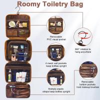 Neceser de cuero personalizado Grande 3 en 1 Para hombres, Regalos personalizados para padrinos de Boda, Bolsa organizadora de viaje, nombre Grabado with laser, Kit de afeitado with monograma, para él Gift, esposo, padre, papá - details 2