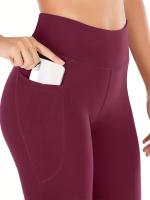 Leggings De Yoga Para Mujer Cintura Alta Levanta Glúteos Estilo Flare Duraderos Elásticos Con Bolsillos Adecuados Para Todas Las Estaciones - details 8