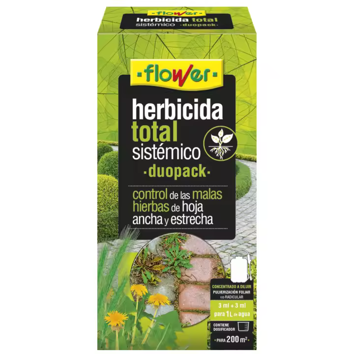 FLOWER HERBICIDA TOTAL SISTEMICO DUOPACK CONTROL+ACCIÓN TOTAL+GRAMÍNEAS 25ML+25ML - 1