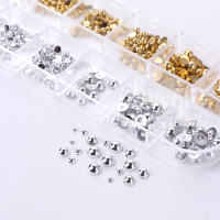 12Grillas De Perlas De Acrílico En Oro Y Plata Combos De Colores Metálicos Para Uñas Adornos Planos Y Semirredondos Para Joyería De Manicura Accesorios De Belleza - details 4