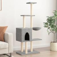 vidaXL Rascador para Gatos con Postes de Sisal Árbol Torre 145 cm Color Crema,  Gris claro,  Gris oscuro y mas - details 1