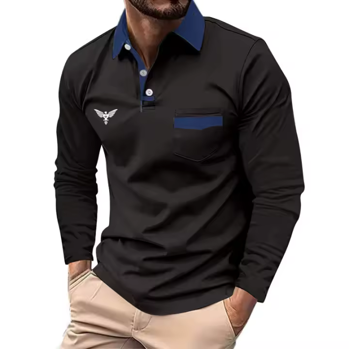 Camisa Polo De Golf Para Hombre Estilo Casual Clásico Manga Larga Moda Básica Color Sólido Otoño Invierno Corte Regular - 1