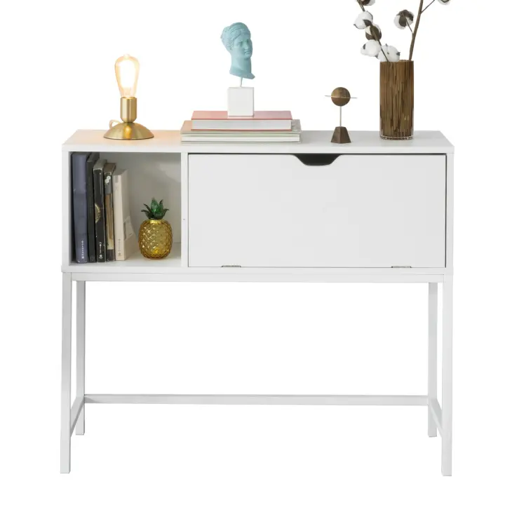 SoBuy FSB21-W Mesa de Entrada Recibidor Mesa de Consola con Cajón 92 x 30 x 80 cm ES - 1