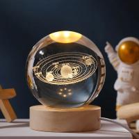 Lámpara De Noche De Cristal 3D Planetario Engravedo Por Láser Sistema Solar Decoración Para Escritorio Regalos De Festival Astronomía - details 5