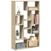 vidaXL Estantería de madera de ingeniería negra 72x20x120 cm en color Negro/Roble ahumado/Marrón roble y más | almacenamiento funcional diseño moderno para baño dormitorio sala - details 4