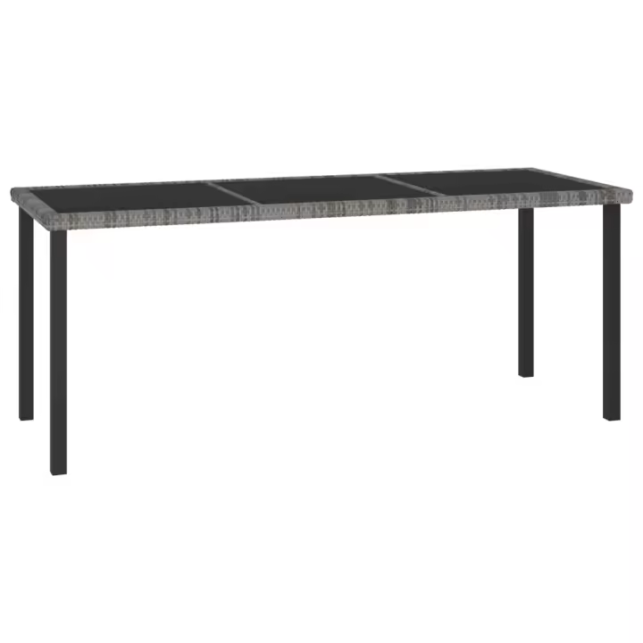 Mesa de comedor para jardín ratán sintético gris 180x70x73 cm - 1