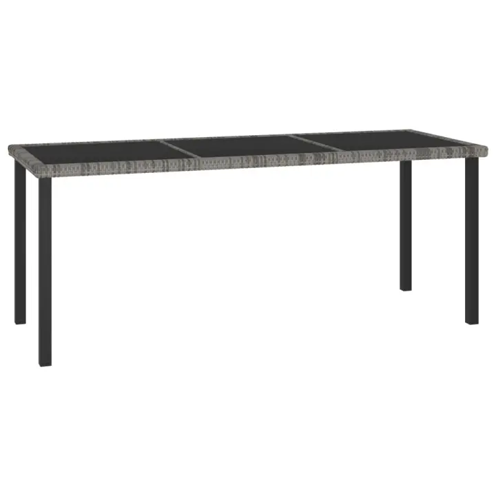 Mesa de comedor para jardín ratán sintético gris 180x70x73 cm - 1