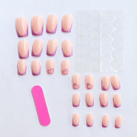24 Pcs Uñas Postizas Largas Cuadradas En Rosa Brillante Con Patrón De Corazones Para Mujer Y Niña Regalo Ideal Para Fiestas Y Fiesta - details 5
