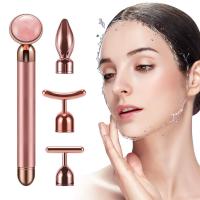 Rodillo De Cuidado Facial De 4 En 1 Con Vibración De Cristal De Rosas De Apatita Rodillo De Jade Para Lifting Y Adelgazamiento Massajeador De Ojos T/V Shaped Belleza Cuidado - details 8