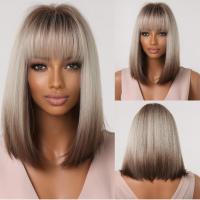 Pelucas Sintéticas De Encaje ALAN EATON Para Mujeres Rubia Con Mechas Marrón Y Corte Con Franja Peluca Larga Recta Ombre Heat Resistant - details 8