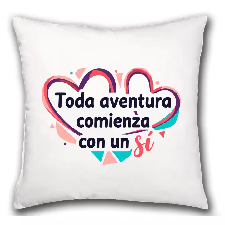 MERCHANDMANIA Cojín frase motivadora amor aventura san valentin hogar comodo cussion - 1