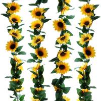 Guirnalda De Flores Artificiales De Girasol Y Hiedra 225cm Para Decoración De Jardines Murallas Hogar Bodas Navidad PVC - details 1