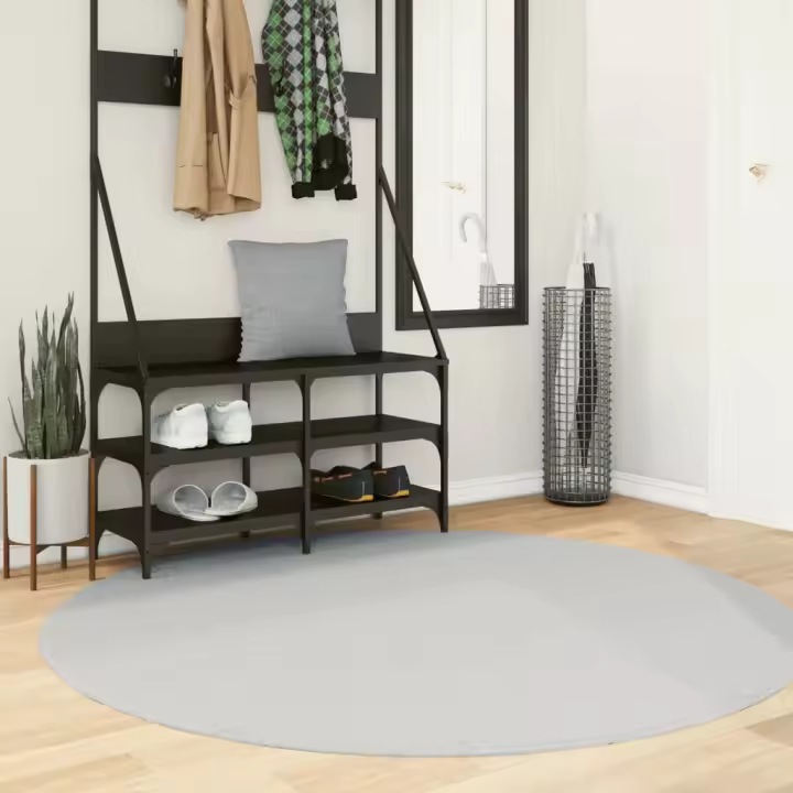 vidaXL Alfombra de pelo corto suave lavable HUARTE gris Ø 160 cm - 1