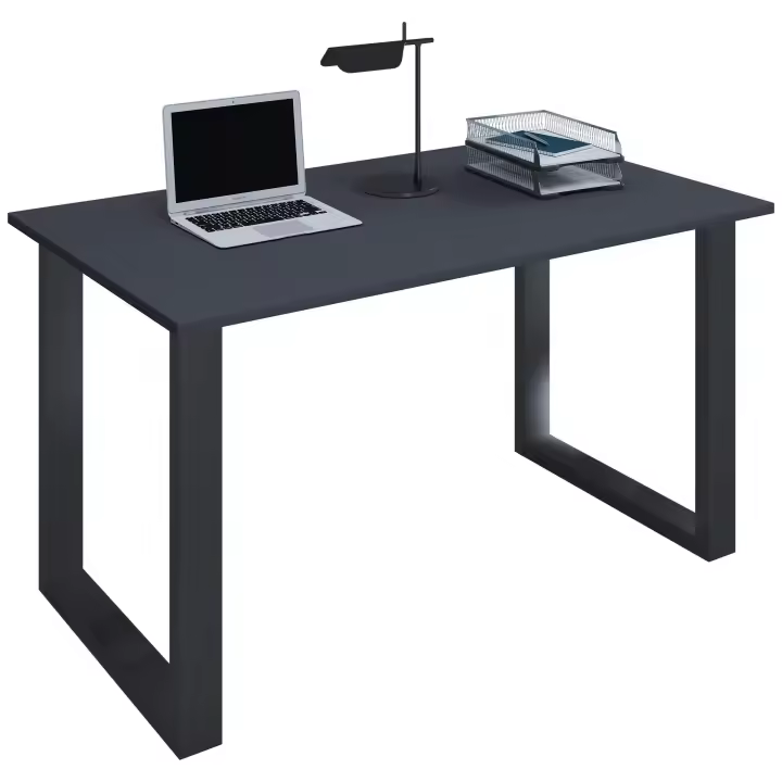 Holz Schreibtisch | H. 76 x B. 140 x T. 80 cm | Computertisch schlicht | Füße aus hochwertigem Metall | Arbeitstisch | Büromöbel - Lona U - 1