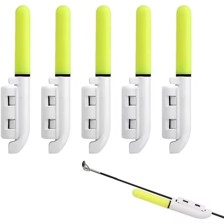 Paquete de 5 Campanas de Alarma para Peach - Luces de Punta de Caña para Pesca Nocturna 65 mm x 6,5mm, Luz verde - 1