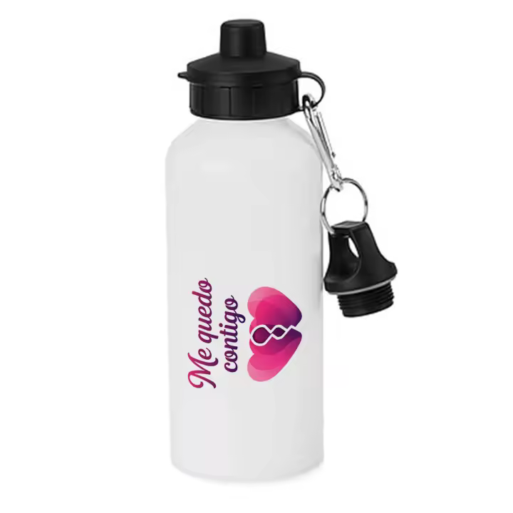 MERCHANDMANIA Bidón deportivo 600 ml acero inoxidable con chupón frase motivadora aniversario novios amor te quiero botella escolar deporte bicicleta - 1