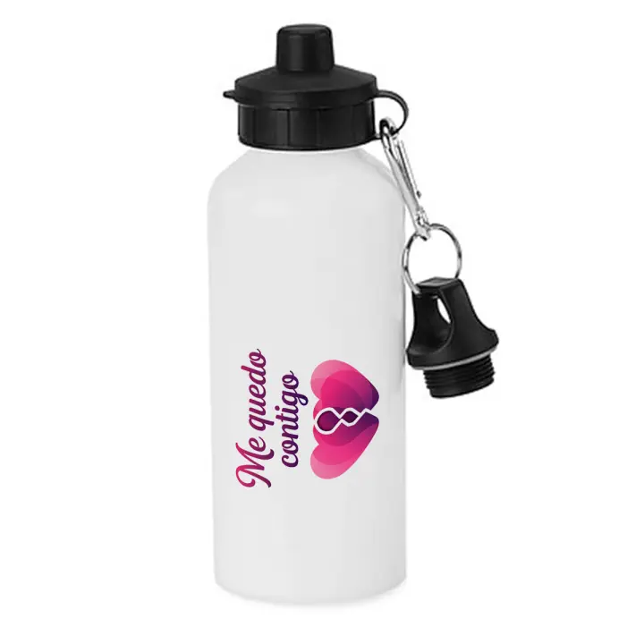 MERCHANDMANIA Bidón deportivo 600 ml acero inoxidable con chupón frase motivadora aniversario novios amor te quiero botella escolar deporte bicicleta - 1