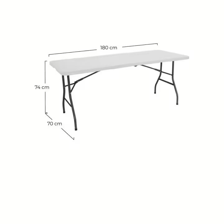Mesa Plegable Resina Reforzada Nyana Home 180x74x74cm | Camping, Jardín y Eventos | Acero y Pies Antideslizantes | Carga Hasta 150kg | 2-8 Personas - 1