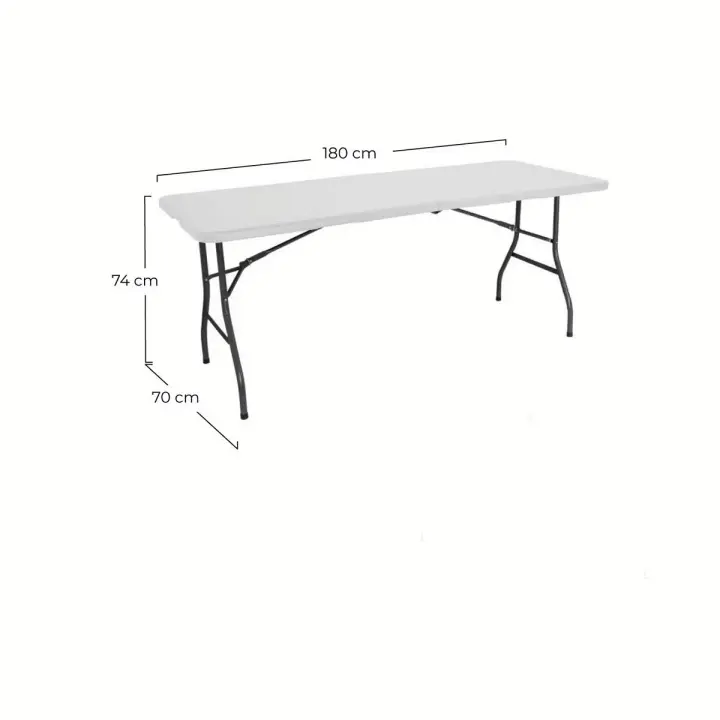 Mesa Plegable Resina Reforzada Nyana Home 180x74x74cm | Camping, Jardín y Eventos | Acero y Pies Antideslizantes | Carga Hasta 150kg | 2-8 Personas - 1
