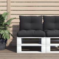 vidaXL Cojines para palets 2 unidades tela estampado de hojas en color Diseño de hojas/Azul/Azul real y más | acolchados duraderos para sofás de jardín terraza exterior - details 5