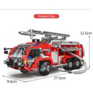 MOC Technical City Ladder Firetruck Building Blocks Set Policiales Con Camión De Agua Para Niños Juguetes De Bloques De Construcción - details 5