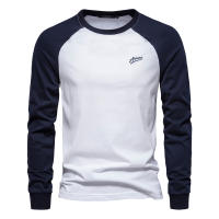 Camiseta AIOPESON Para Hombres Algodón 100% Manga Larga Cuello Redondo Casual Primavera Tees De Diseñador Ropa Masculina - details 4