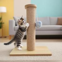 Cature, Poste Rascador para Gatos con Base de Madera y Bola de Juguete, Beige, 27*18*25CM - details 2