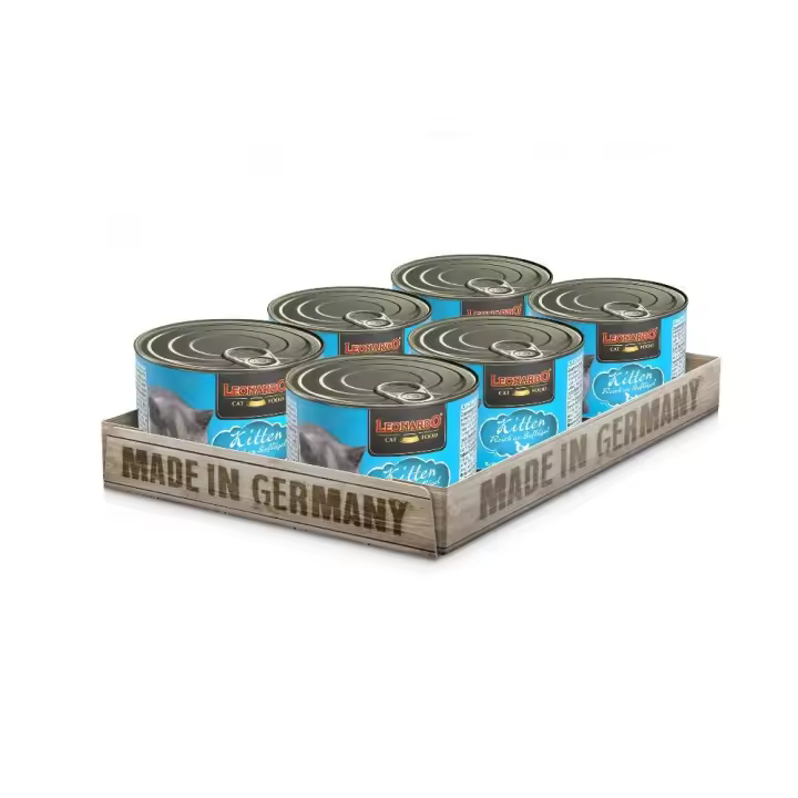 LEONARDO KITTEN - Pack de 6 latas de alimento húmedo para gatitos cachorros con carne fresca, rico en ave - 1