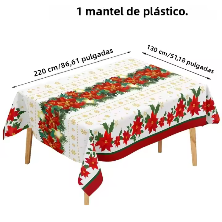 Mantel De Plástico Desechable Para Navidad 2024 Decoración De Hogar Estilo Clásico Regalo De Año Nuevo Para Comedor - 1