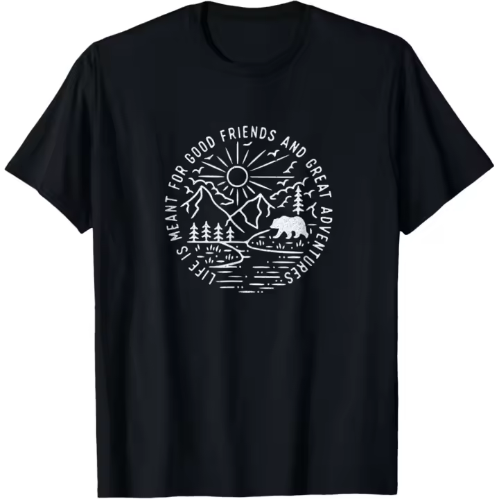 Camiseta de Manga Corta, 100% Algodón, Ropa Unisex para Hombres y Mujeres en 5 Tallas, Camiseta Negra, Cuello redondo con estampado. - 1
