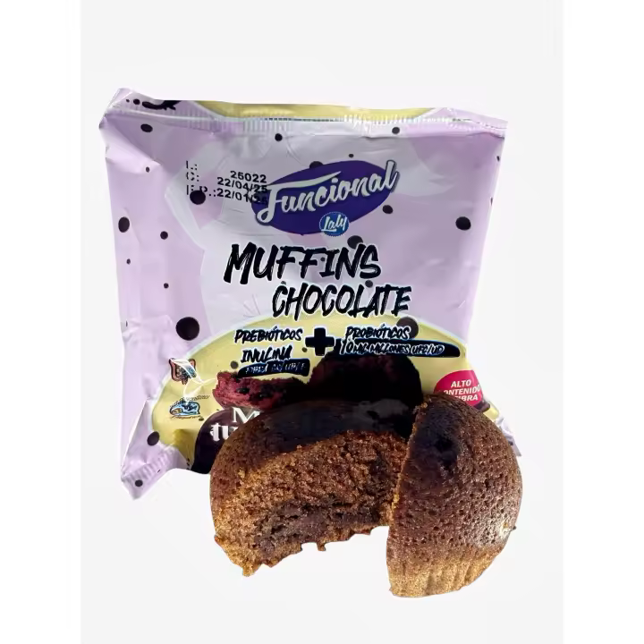Muffins de chocolate y pepitas de chocolate con previóticos, inulina y probióticos - 1
