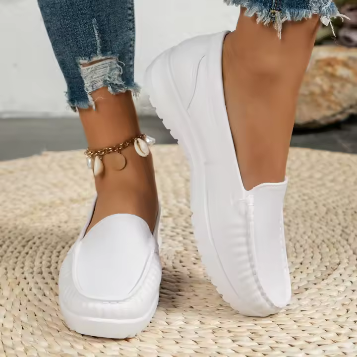 Zapatos De Enfermera Para Mujer Cómodos Con Suela Suave Transpirable Antideslizante Plataforma Delgada Trabajo Color Blanco - 1